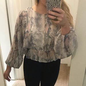 VICI Sheer Bell Sleeve Snake print blouse